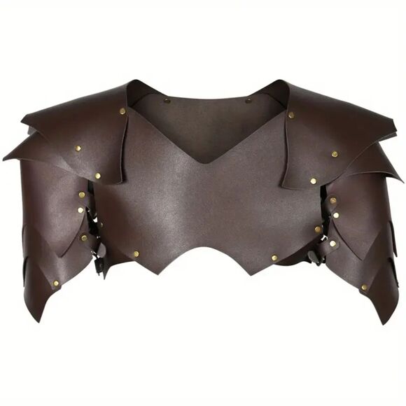 Vegan Leather Medieval Knight Shoulder Armor Larp Cosplay Pauldrons Breastplate - Picture 1 of 6